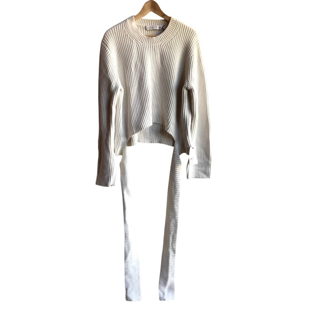 Proenza Schouler NWT White Chunky Cotton Cashmere Ballet Wrap Sweater size XL - Picture 3 of 14